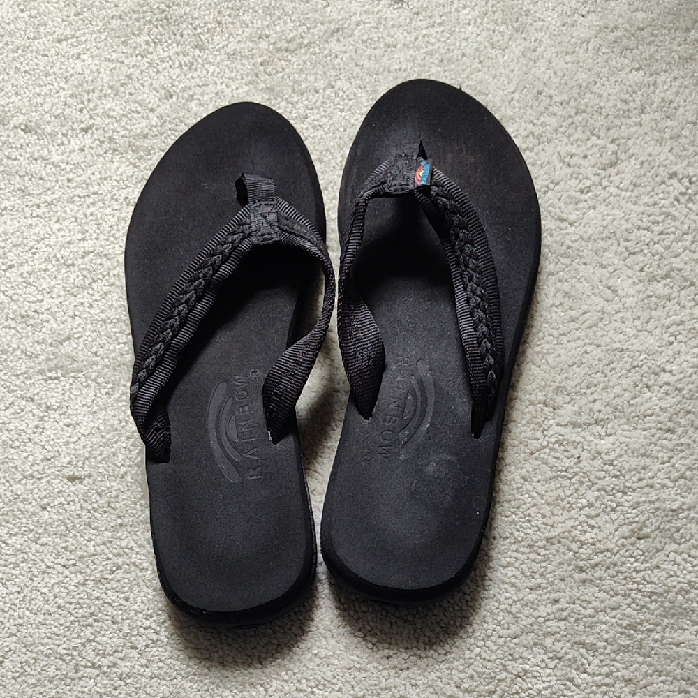 Black Rainbow Flip Flops